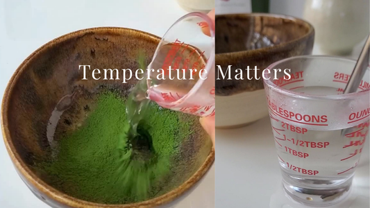 Matcha being prepared with water showing how temperature affects bitterness