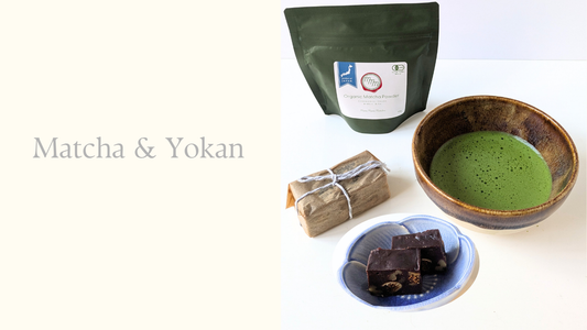 Handmade Chocolate and Fig Yokan served with organic matcha at Kohi-Ya in Auckland, inspired by traditional Japanese tea culture.